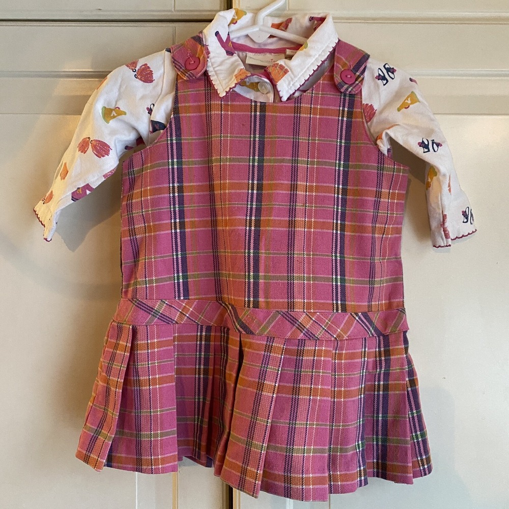 Hartstrings Dress Baby Girl 12 Month Classic Pink Plaid Jumper and Top Size